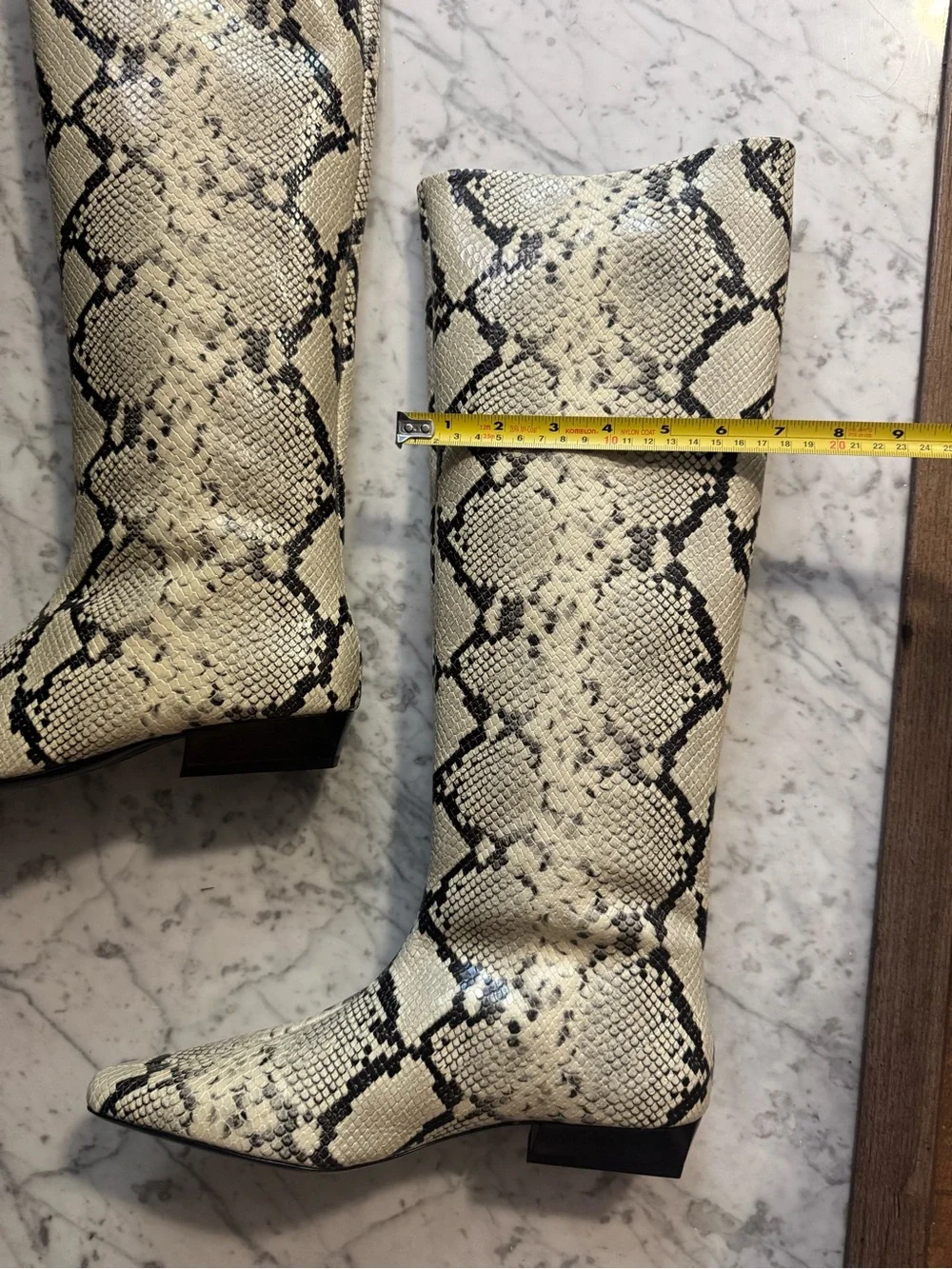 New Staud Wally White Snake Knee High Western Boots Size EU 39.5 US 9.5 $595